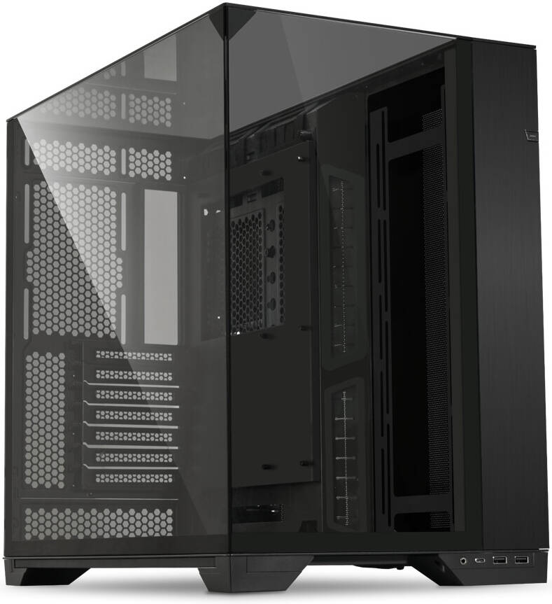 Lian Li O11 Vision Tower Computer Case, 360mm Radiator & 8x 120mm Fan Support, Black | O11VX