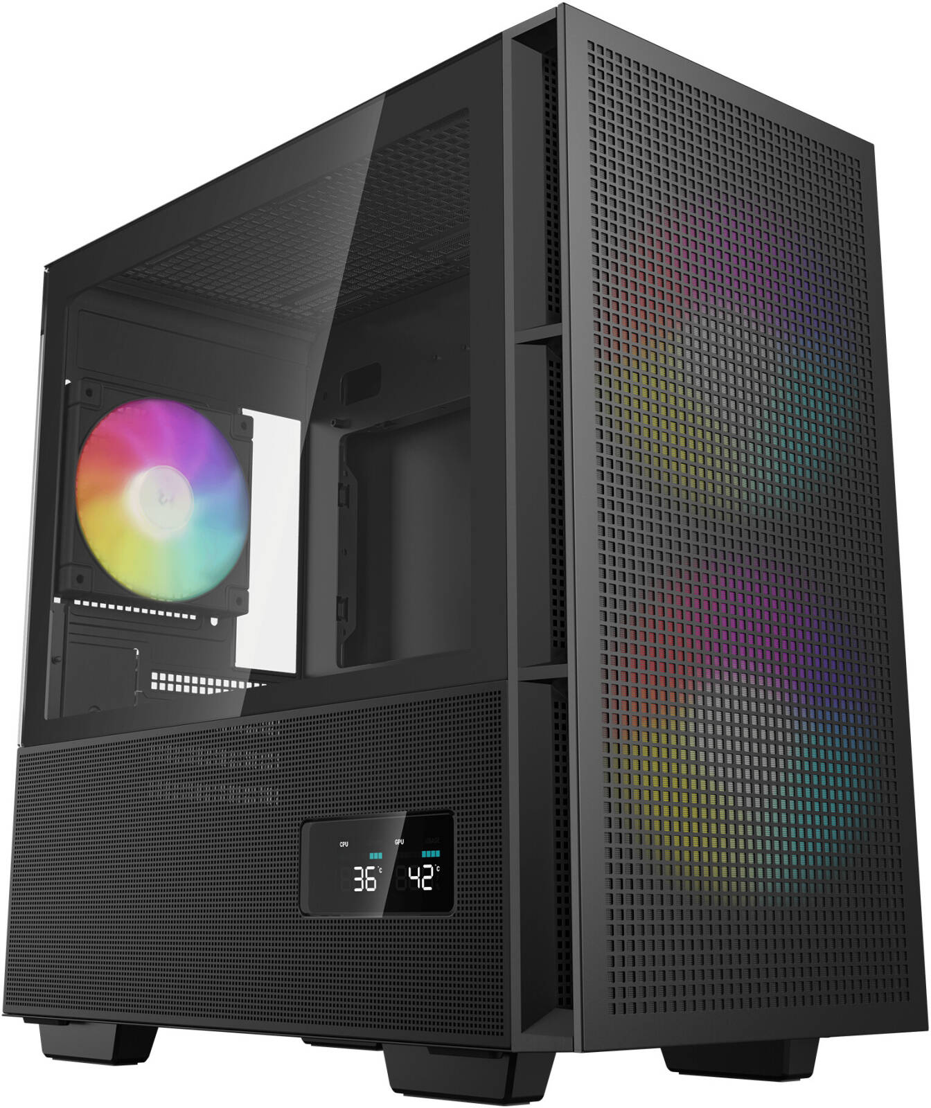 DeepCool CH360 Digital mATX Case, Digital Display, Black | R-CH360-BKAPE3D-G-1