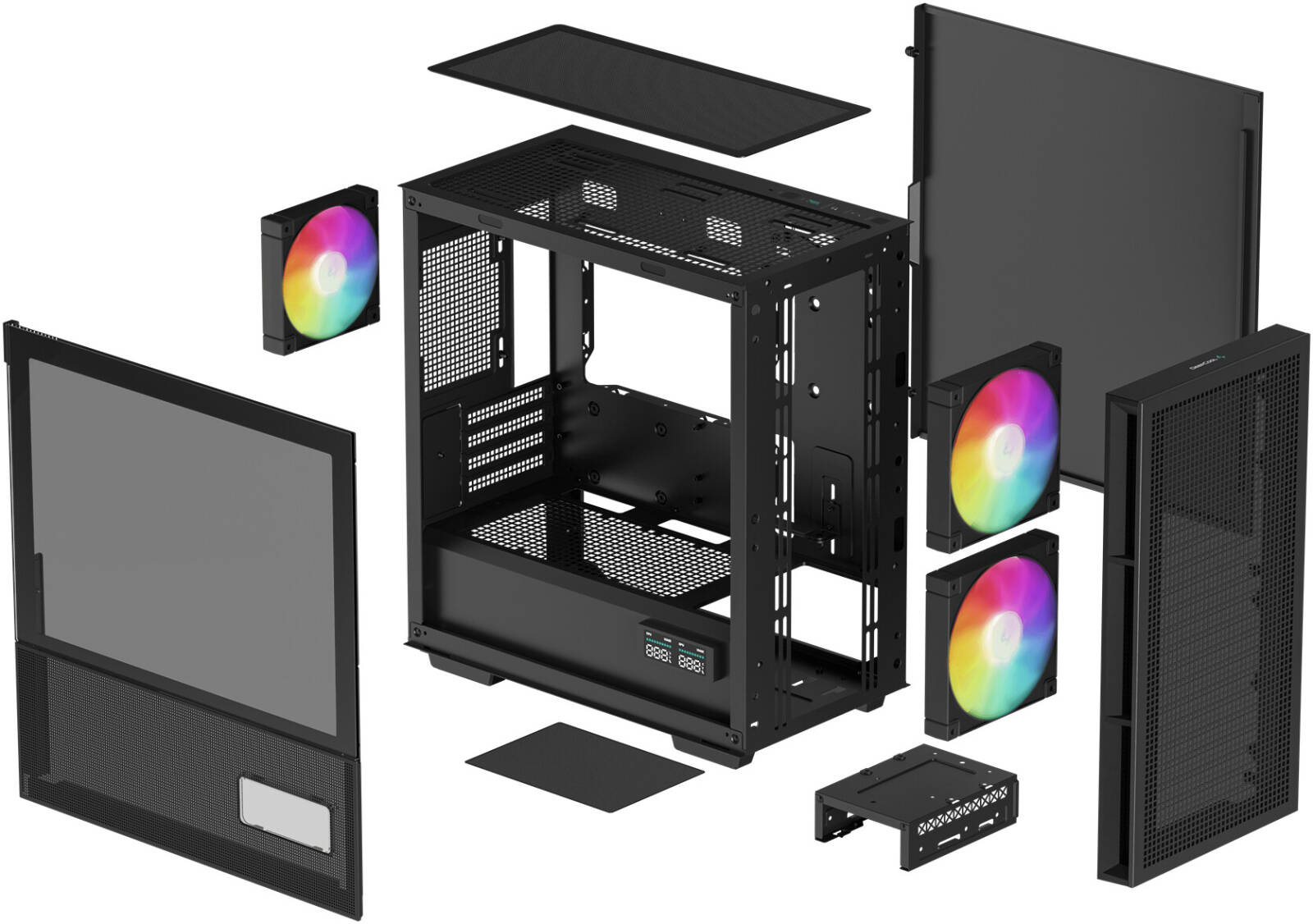 DeepCool CH360 Digital mATX Case, Digital Display, Black | R-CH360-BKAPE3D-G-1