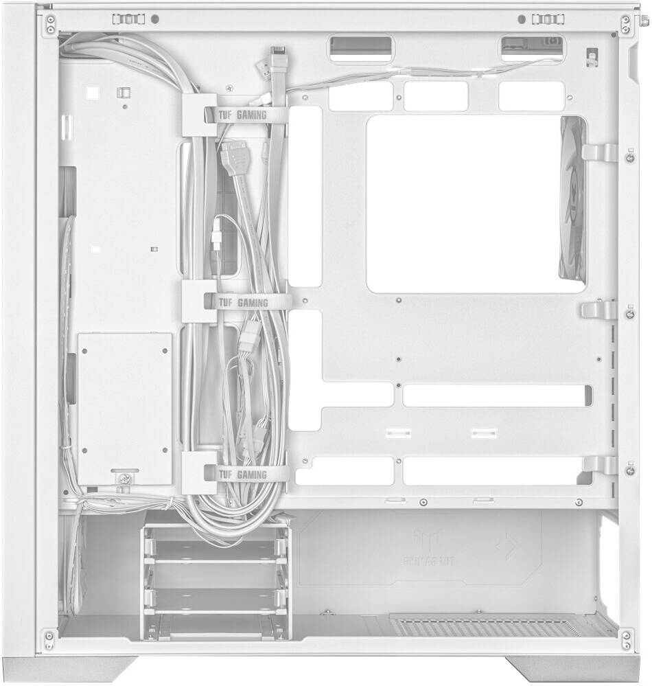 ASUS TUF Gaming GT302 aRGB Mid Tower Computer Case, 4x Pre-Installed Fan 140mm aRGB Fans, Up to 360mm Radiator & 7x Fan Support, 1x 3.5mm, 2x USB-A, & 1x USB-C I/O, White | 90DC00I3-B19000