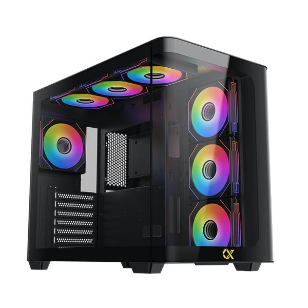 Xigmatek Pano Front Curved ARGB Gaming ATX Case, Black | EN44250