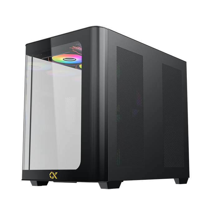 Xigmatek Pano Front Curved ARGB Gaming ATX Case, Black | EN44250