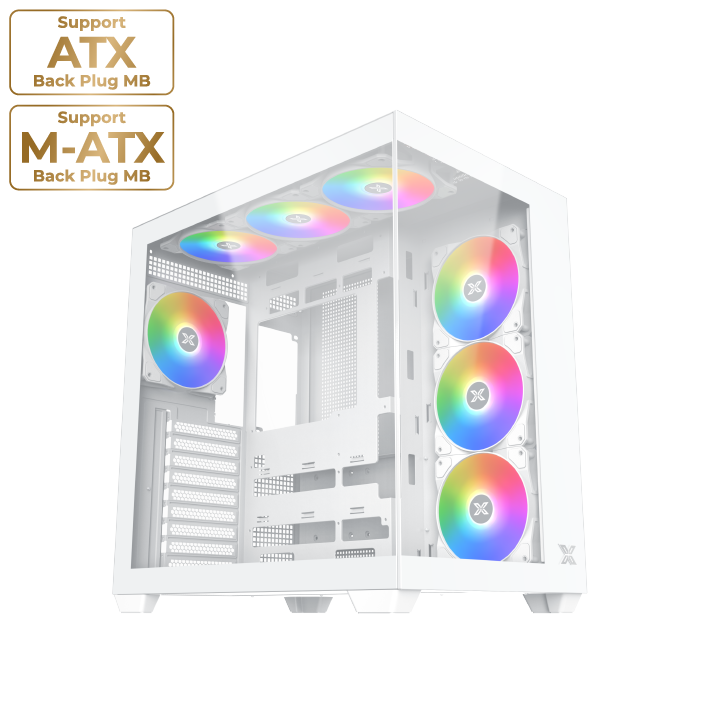 Xigmatek Aqua V Air Arctic ATX Gaming Chassis, Tempered Glass, Mid-Tower, White | EN45837