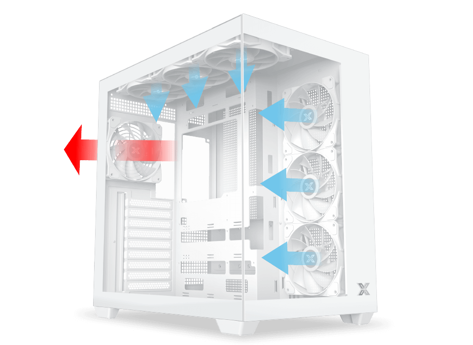 Xigmatek Aqua V Air Arctic ATX Gaming Chassis, Tempered Glass, Mid-Tower, White | EN45837