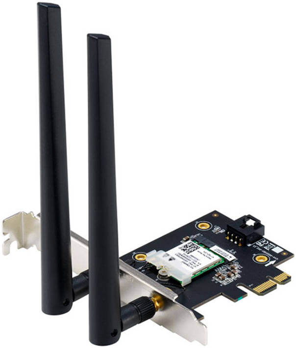 ASUS PCE-AXE5400 WiFi 6E PCI-E Adapter, Dual Antennas, 6GHz Band, 160MHz, Bluetooth 5.2, Black | 90IG05R0-BM9100