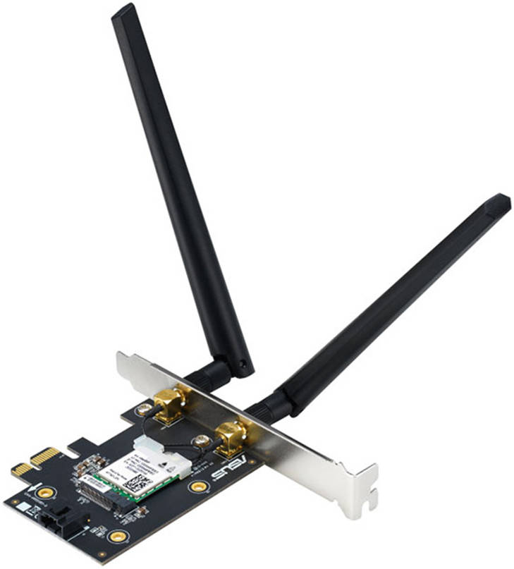 ASUS PCE-AXE5400 WiFi 6E PCI-E Adapter, Dual Antennas, 6GHz Band, 160MHz, Bluetooth 5.2, Black | 90IG05R0-BM9100