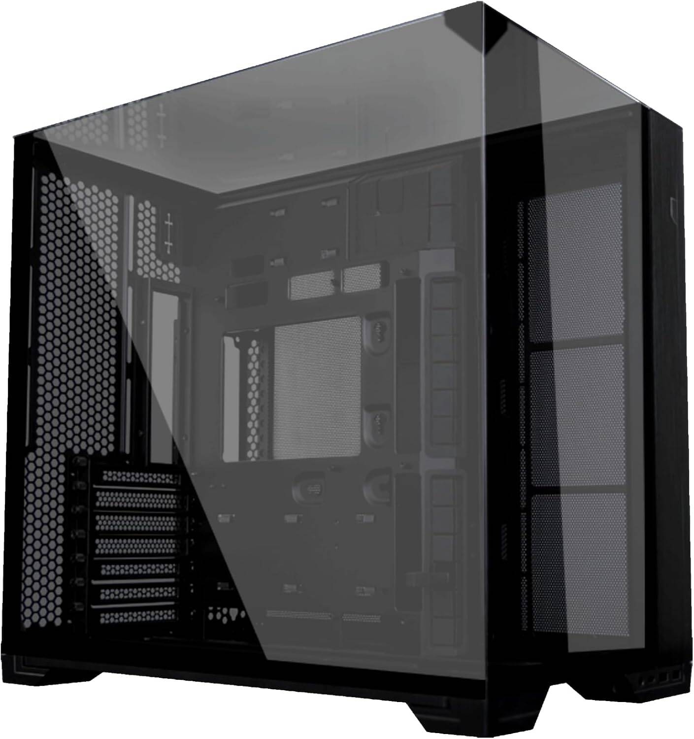 Lian Li O11 Vision Compact Tower Computer Case, Up to 360mm Radiator & 9x 120mm Fan Support, 1x 4mm & 1x 3mm Tempered Glass Panels, Steel & Aluminum Materials, Black | G99.O11VPX.00