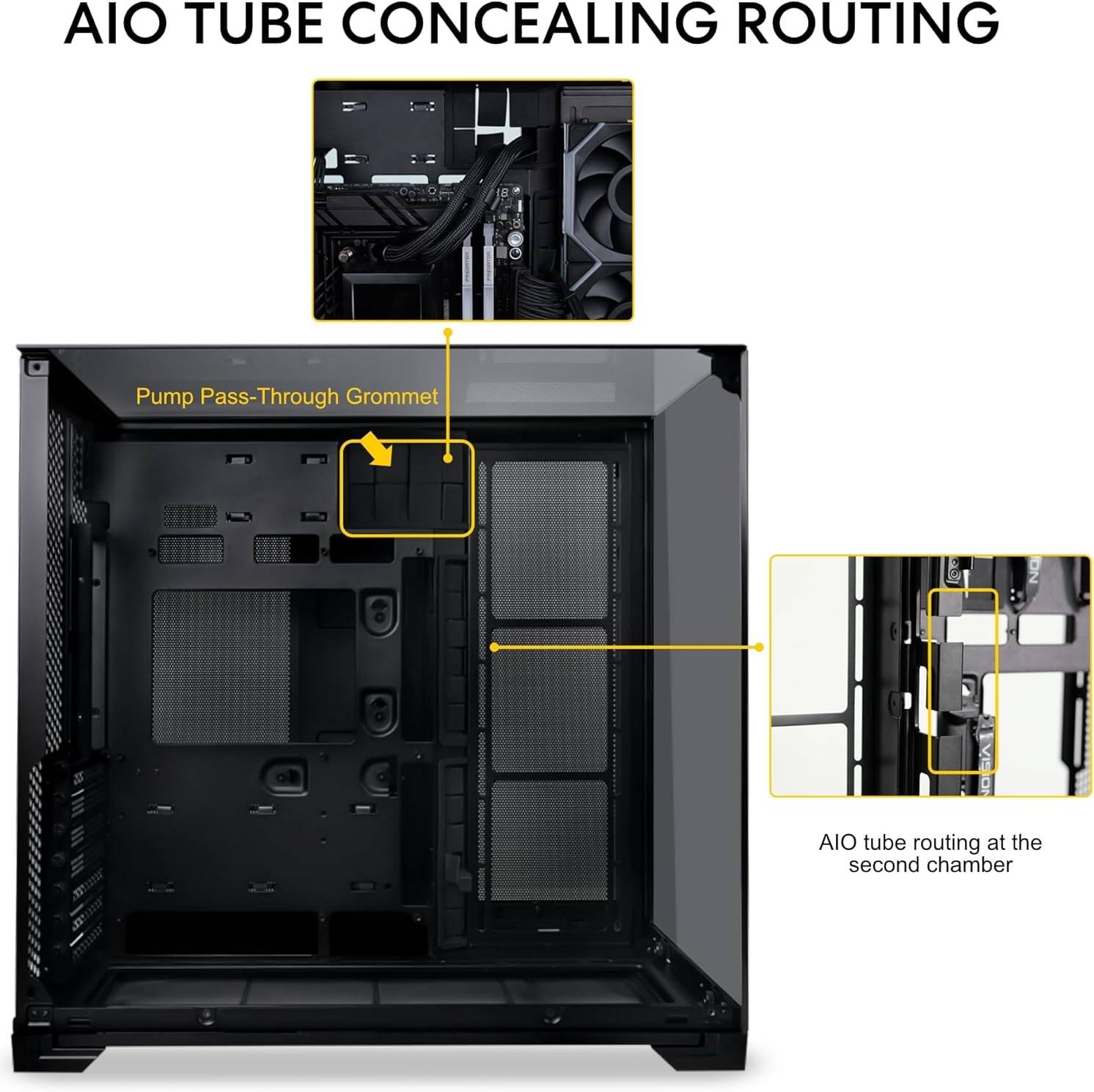 Lian Li O11 Vision Compact Tower Computer Case, Up to 360mm Radiator & 9x 120mm Fan Support, 1x 4mm & 1x 3mm Tempered Glass Panels, Steel & Aluminum Materials, Black | G99.O11VPX.00