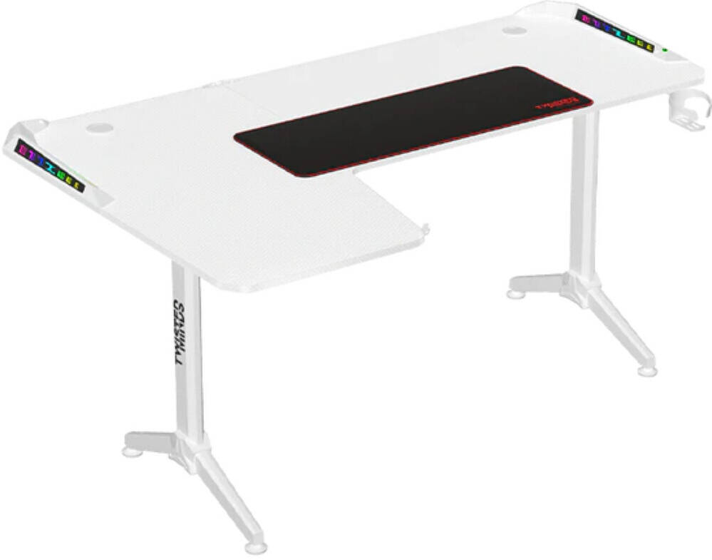 Twisted Minds RGB Corner Gaming Table, 160*100*75 cm, RIGHT, White