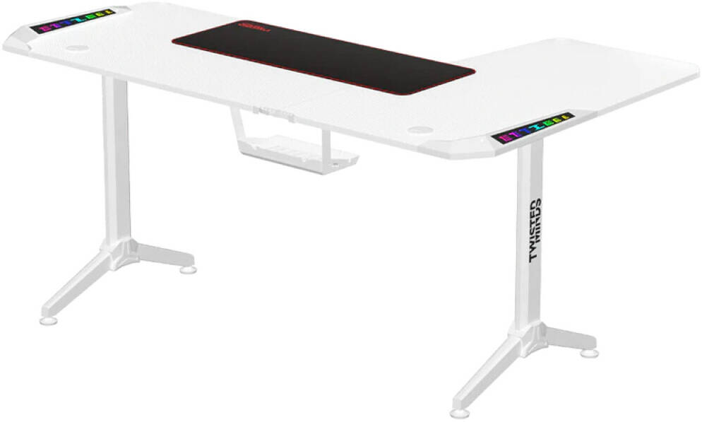 Twisted Minds RGB Corner Gaming Table, 160*100*75 cm, RIGHT, White