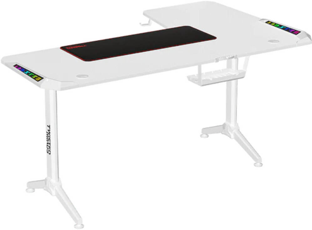 Twisted Minds RGB Corner Gaming Table, 160*100*75 cm, RIGHT, White