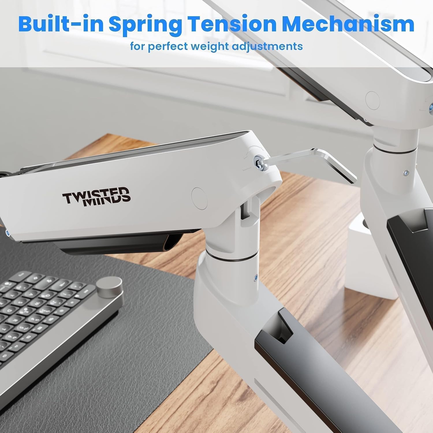 Twisted Minds 17"-32" Dual Monitor Arm, Up to 9 KG, RGB Lighting, Heavy Duty, White