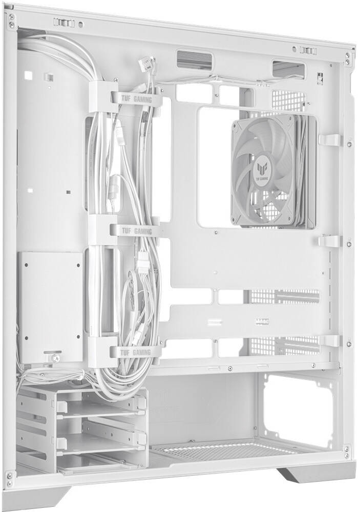 ASUS TUF Gaming GT302 aRGB Mid Tower Computer Case, 4x Pre-Installed Fan 140mm aRGB Fans, Up to 360mm Radiator & 7x Fan Support, 1x 3.5mm, 2x USB-A, & 1x USB-C I/O, White | 90DC00I3-B19000