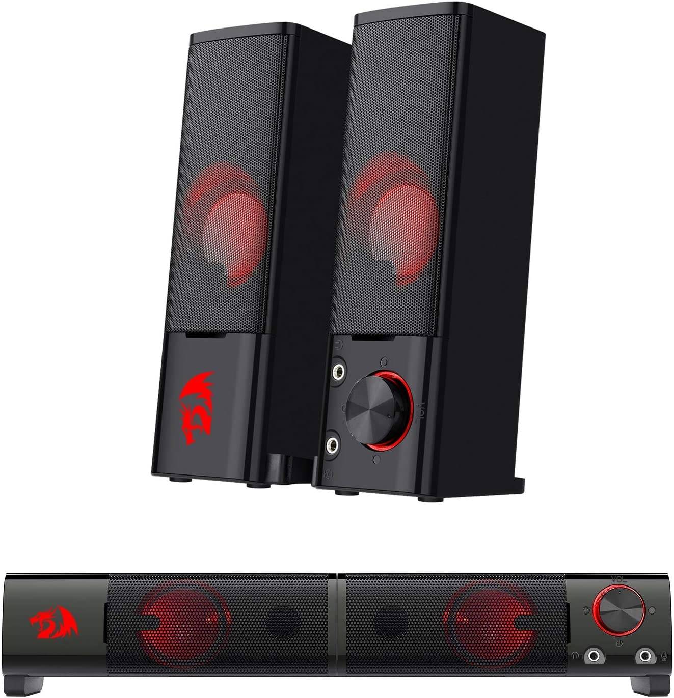 Redragon Orpheus PC Gaming Speakers, 2.0 Channel Stereo, Desktop Computer Sound Bar, With Compact Maneuverable Size, 3W x 2 Maximum Power, Black | GS550