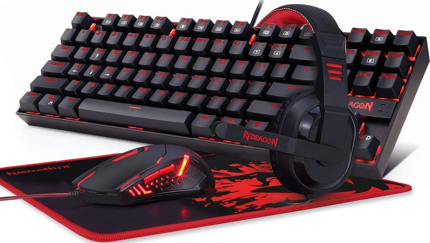 Redragon K552-BB 4 in 1  Mechanical Gaming Combo Value Set - Black (Mouse, Keyboard, Headset, Mousepad)