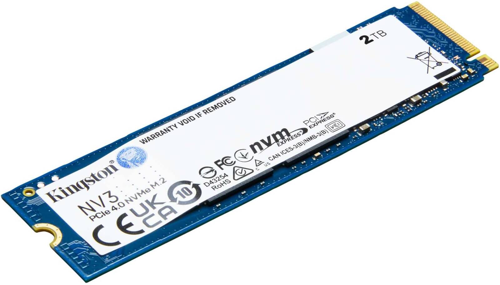 Kingston NV3 PCIe 4.0 NVMe Internal SSD, 2TB Capacity, M.2 2280 Form Factor, 6000 MB/s Sequential Read & 5000 MB/s Sequential Write Speed, 3D NAND Technology, 640 TBW Endurance | SNV3S/2000G