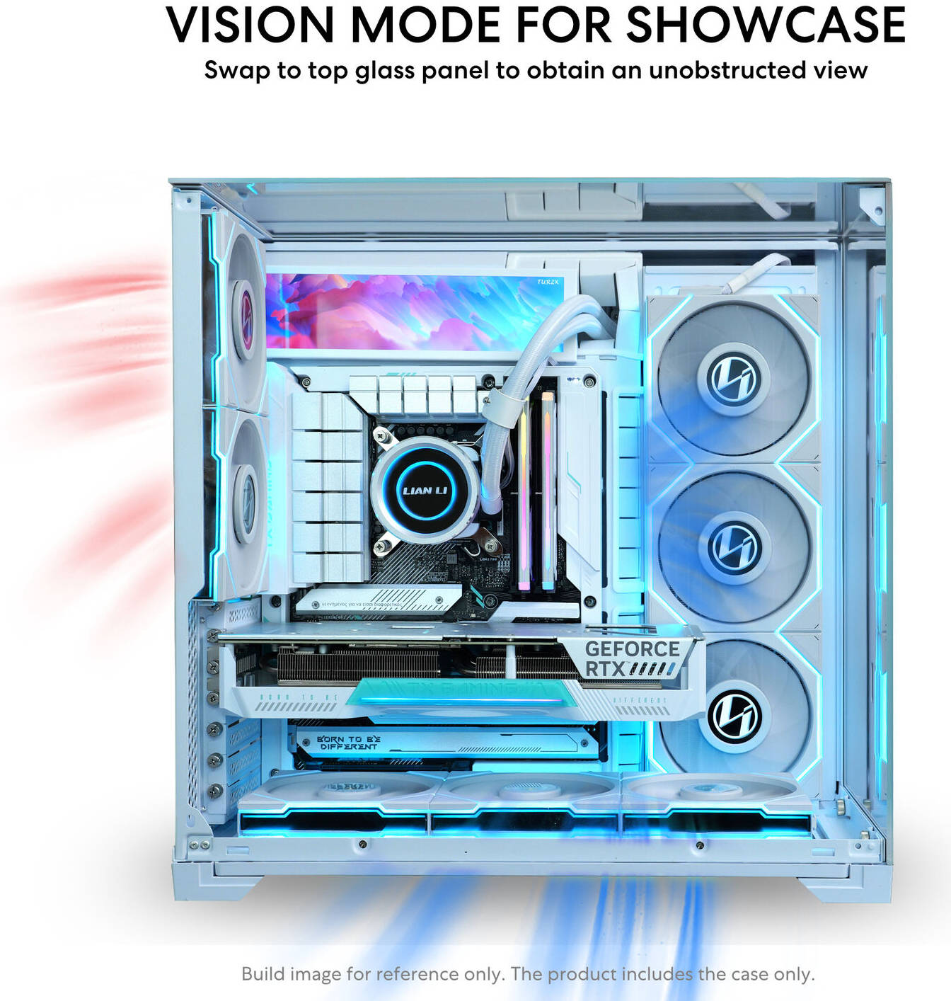 Lian Li O11 Vision Compact Tower Computer Case, Up to 360mm Radiator & 9x 120mm Fan Support, 1x 4mm & 1x 3mm Tempered Glass Panels, Steel & Aluminum Materials, White