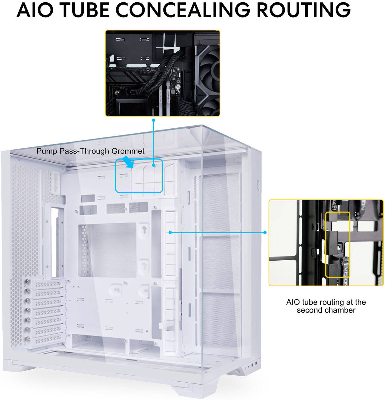 Lian Li O11 Vision Compact Tower Computer Case, Up to 360mm Radiator & 9x 120mm Fan Support, 1x 4mm & 1x 3mm Tempered Glass Panels, Steel & Aluminum Materials, White