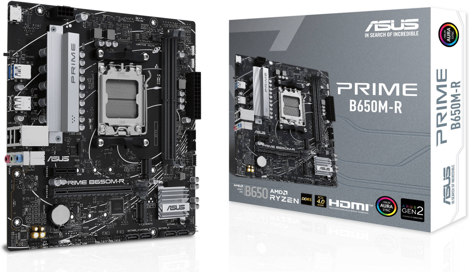 ASUS Prime B650M-R AM5 m-ATX Motherboard, AMD B650 Chipset, 2x DIMM DDR5 RAM, 96GB Max Memory, Realtek 2.5Gb Ethernet, 2x M.2 Slots, 1x PCIe 4.0 x16 Slot | 90MB1H30-M0EAY0