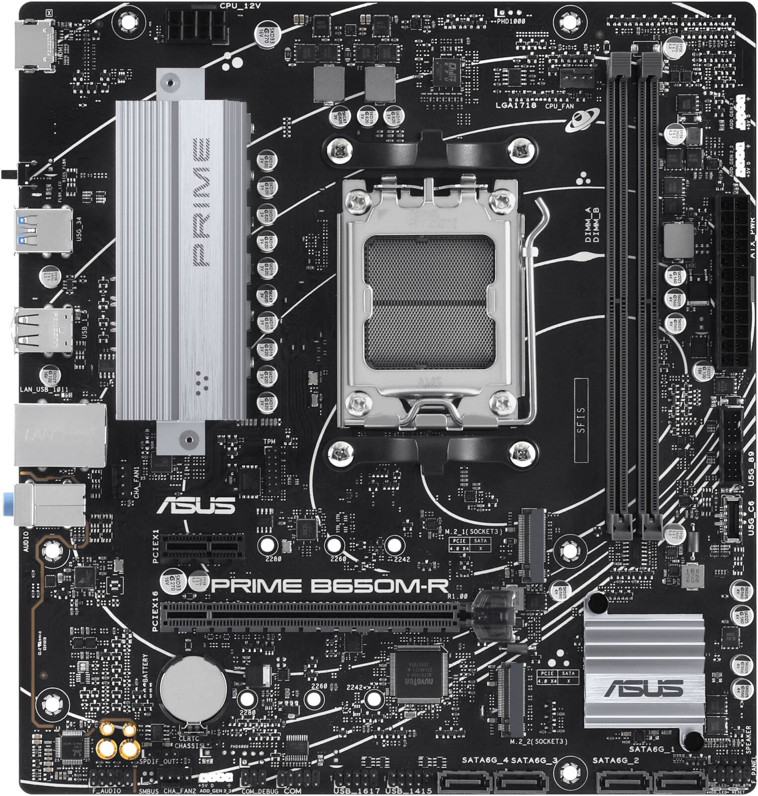 ASUS Prime B650M-R AM5 m-ATX Motherboard, AMD B650 Chipset, 2x DIMM DDR5 RAM, 96GB Max Memory, Realtek 2.5Gb Ethernet, 2x M.2 Slots, 1x PCIe 4.0 x16 Slot | 90MB1H30-M0EAY0