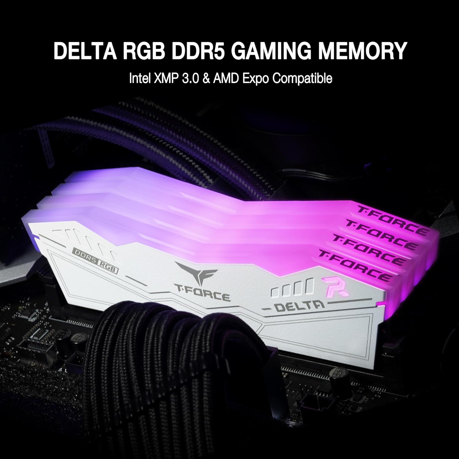 TeamGroup T-Force Delta RGB 32GB (2x16GB) DDR5 Desktop Memory Kit, 6000MHz Speed, CL32 CAS Latency, Intel XMP 3.0, 1.20 Voltage, Unbuffered, 288 Pin, Black | FF4D532G6000HC38DC01