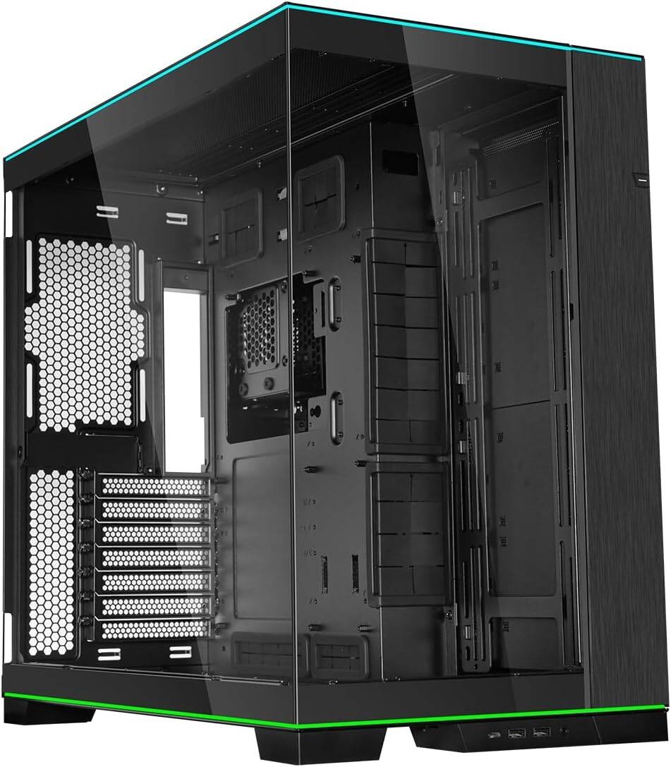 Lian Li O11D EVO RGB E-ATX Gaming Dual Chamber Case, ARGB Lighting Strips,Up to 420mm Radiator & 10* Fans, Cable Management, Front and Side Tempered Gass Panels, Black | G99.O11DERGBX.00