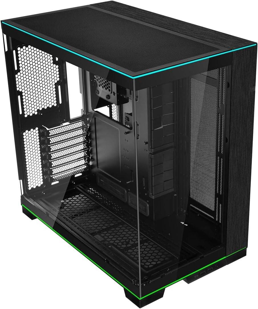 Lian Li O11D EVO RGB E-ATX Gaming Dual Chamber Case, ARGB Lighting Strips,Up to 420mm Radiator & 10* Fans, Cable Management, Front and Side Tempered Gass Panels, Black | G99.O11DERGBX.00