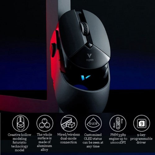 Rapoo VT960PRO Wireless Gaming Mouse with 26000 DPI, Wireless Connectivity (2.4G), Adjustable CPI Button, 9 Programmable Buttons