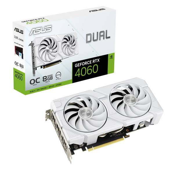 ASUS Dual GeForce RTX™ 4060 EVO White OC Edition 8GB GDDR6 Graphics Card