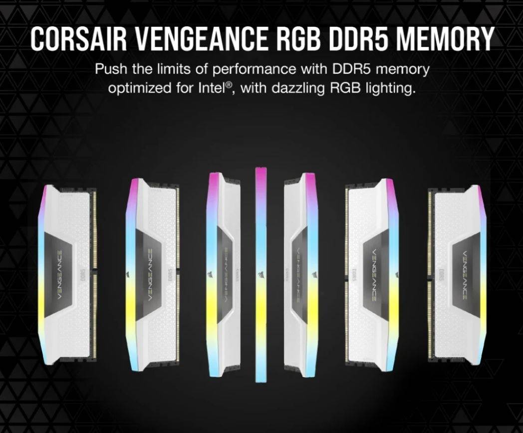 CORSAIR VENGEANCE 32GB (2 x 16GB) RGB DDR5 6400MHz, White | CMH32GX5M2B6400C36