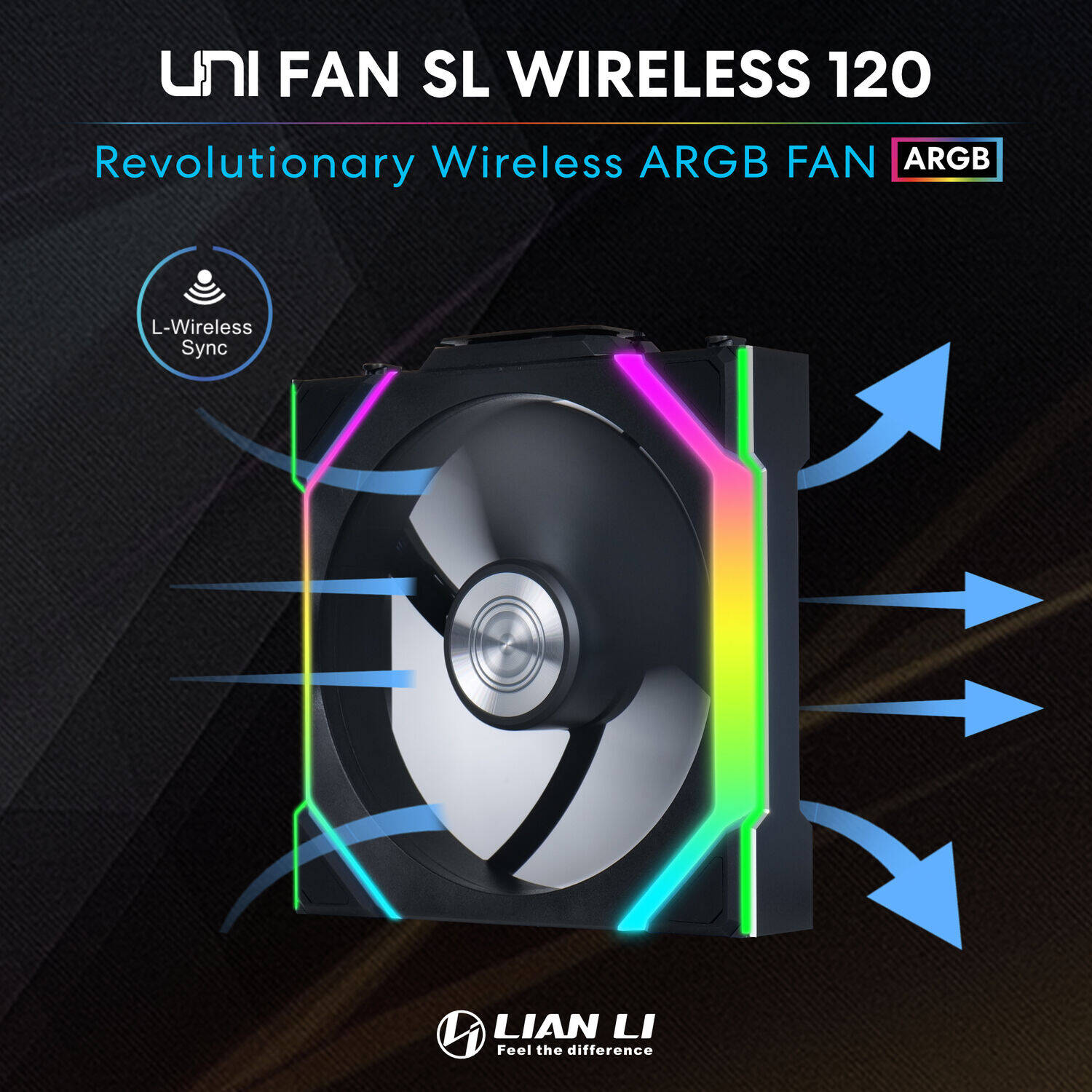 Lian Li UNI FAN SL Wireless Case Fan, Black, 120mm Fan Size, 2000 RPM Fan Speed, Pack of 3 | G99.12SL1W3B.00